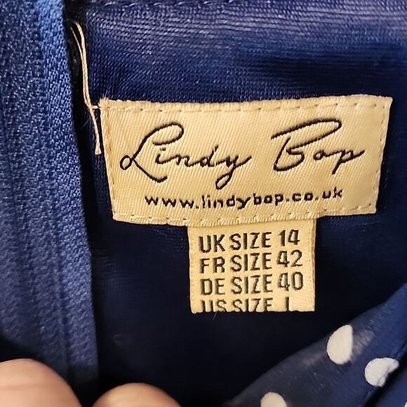 Lindy Bop Vintage dress Polka Dot Blue Dress large 💙 - Picture 6 of 8